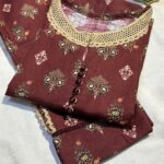 Khaddar Co Ord Set Maroon